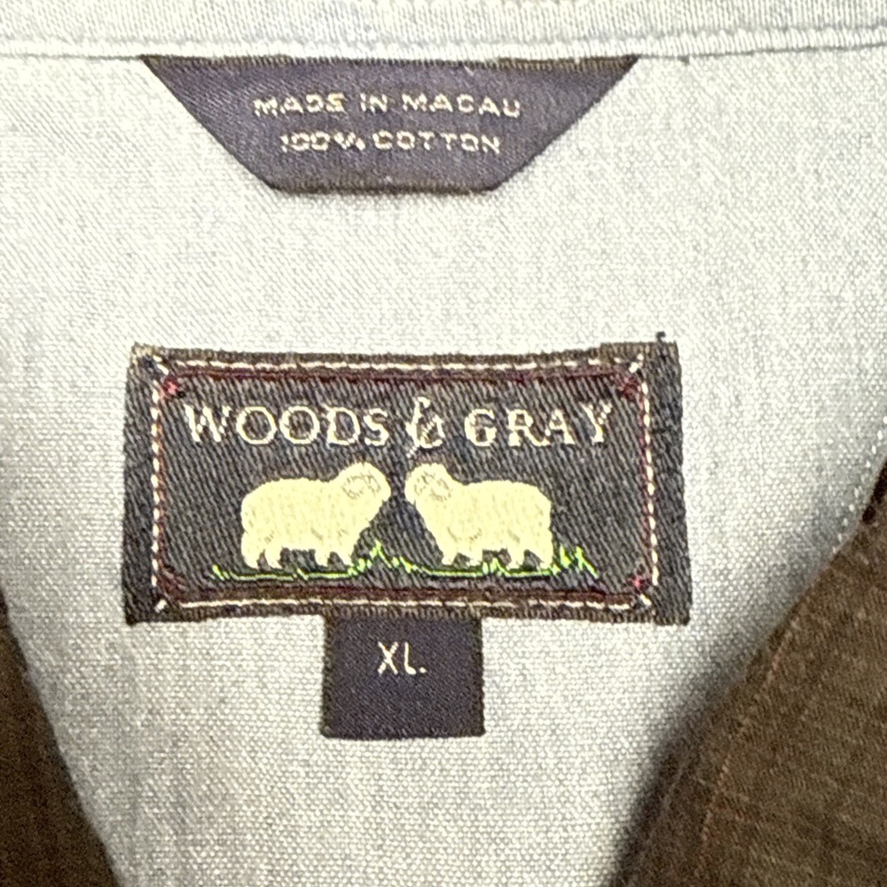 Woods & Gray Plaid and Check Button Down Shirt Short Sleeve Mens Size XL - Picture 2 of 3